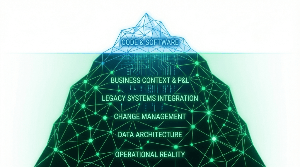 El iceberg del software: código vs realidad operativa